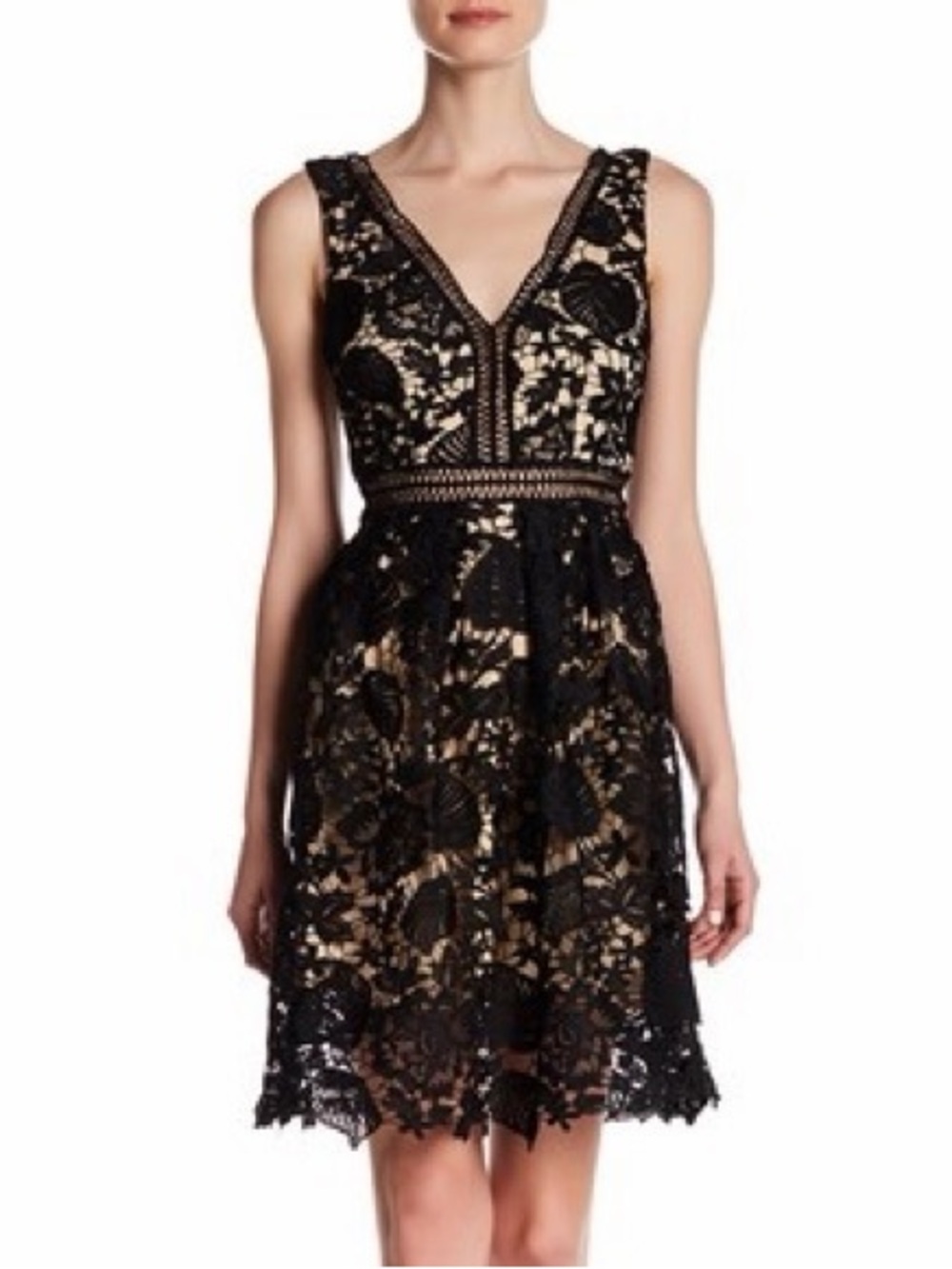 NWT Romeo & Juliet Couture Floral Lace Dress Sleeveless Black Crochet Small